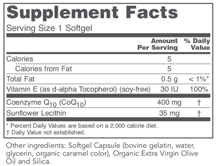 Protocol for Life Balance CoQ10 Ingredients