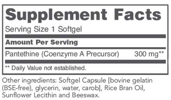 Protocol for Life Balance Pantethine 300 mg Ingredients