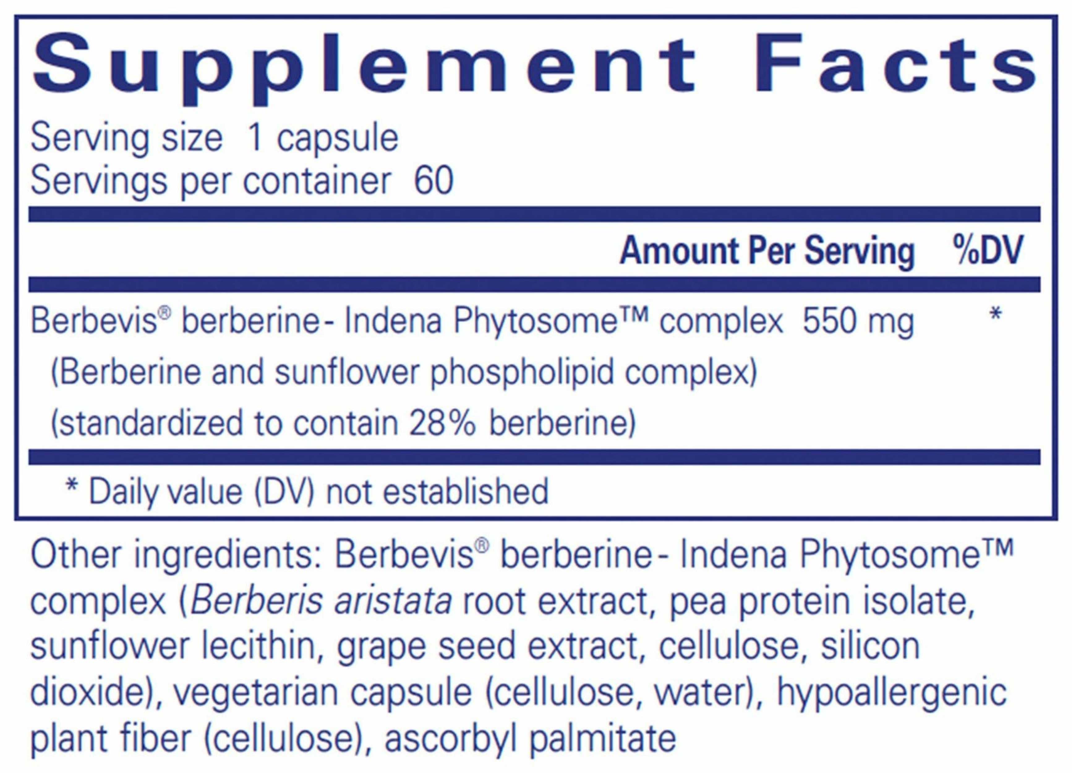 Pure Encapsulations Berberine UltraSorb Ingredients