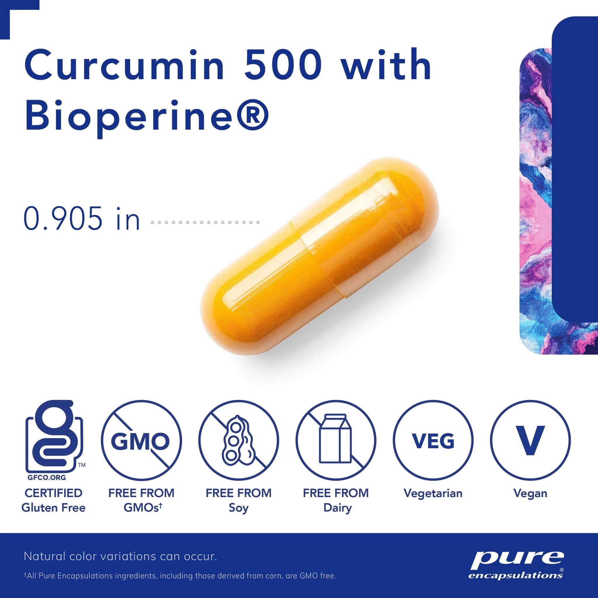 Pure Encapsulations Curcumin 500 with Bioperine Capsules