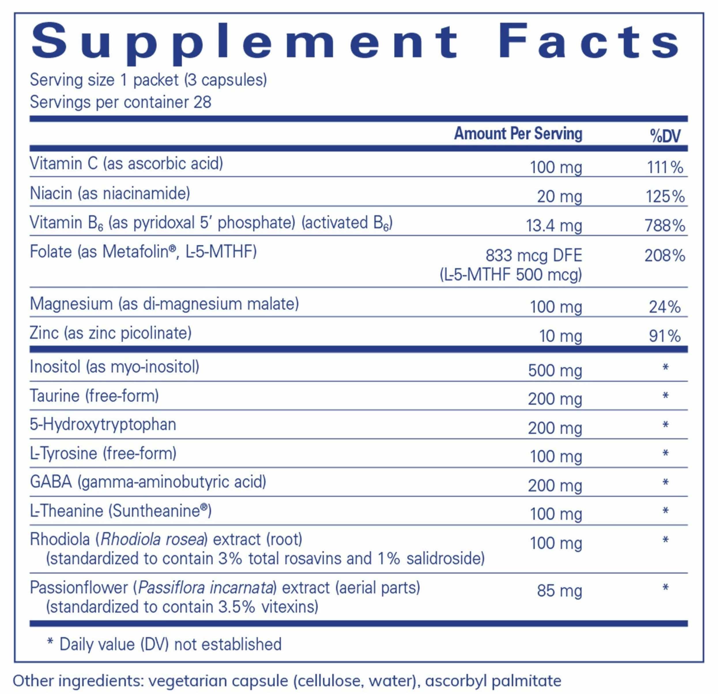 Pure Encapsulations Daily Pure Pack - Mood Balance Ingredients