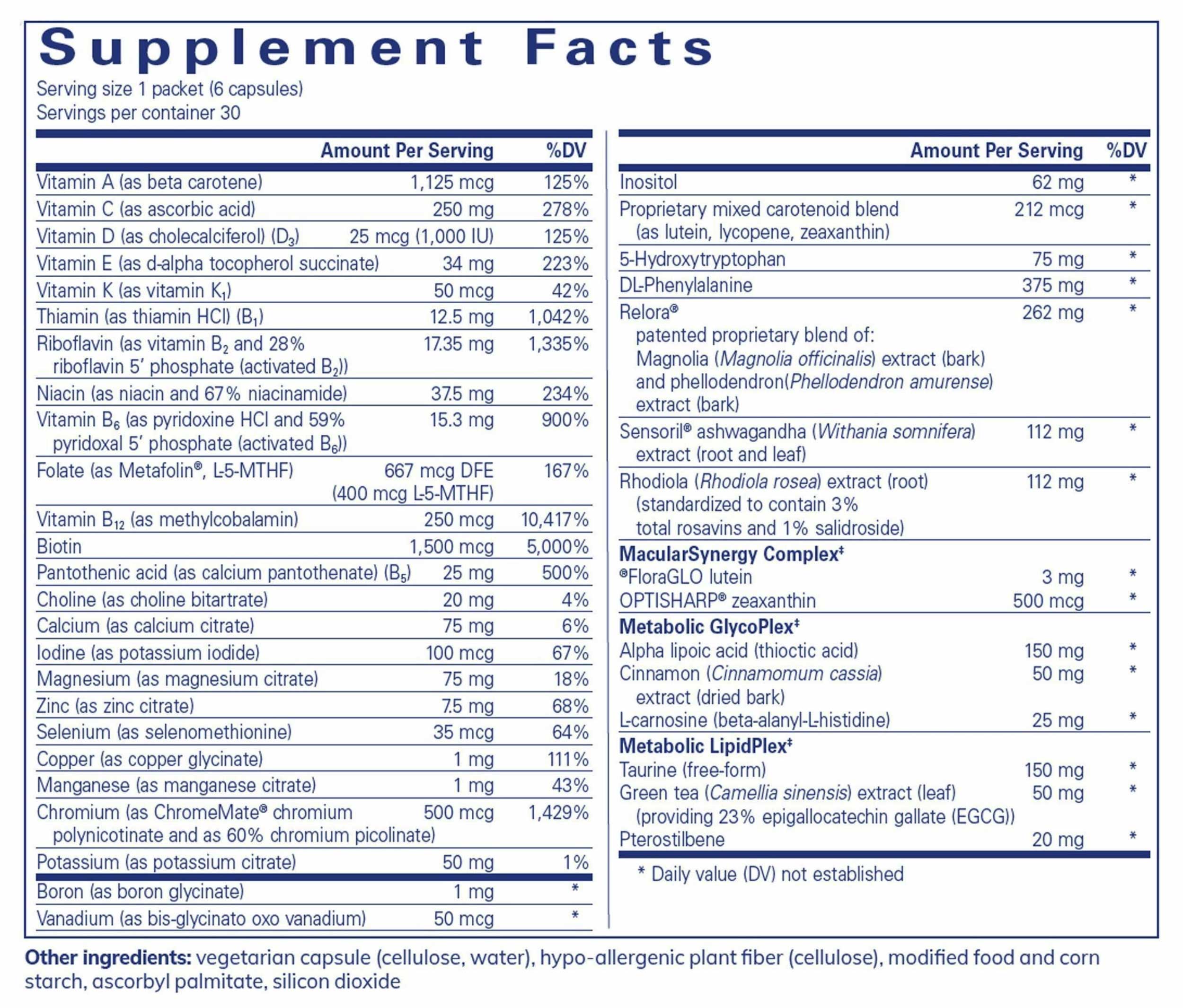 Pure Encapsulations Daily Pure Pack - PureLean Weight Support Ingredients