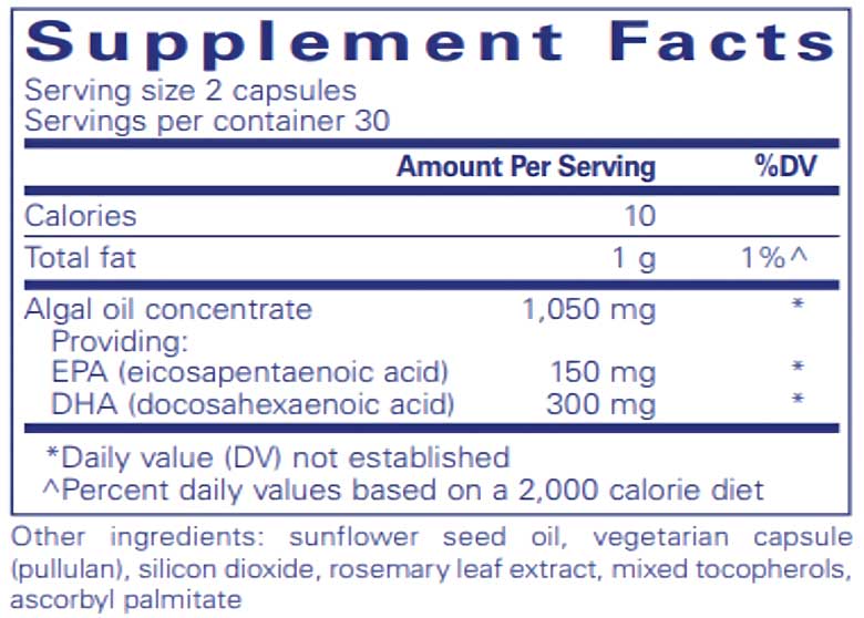 Pure Encapsulations EPA/DHA Vegetarian Ingredients