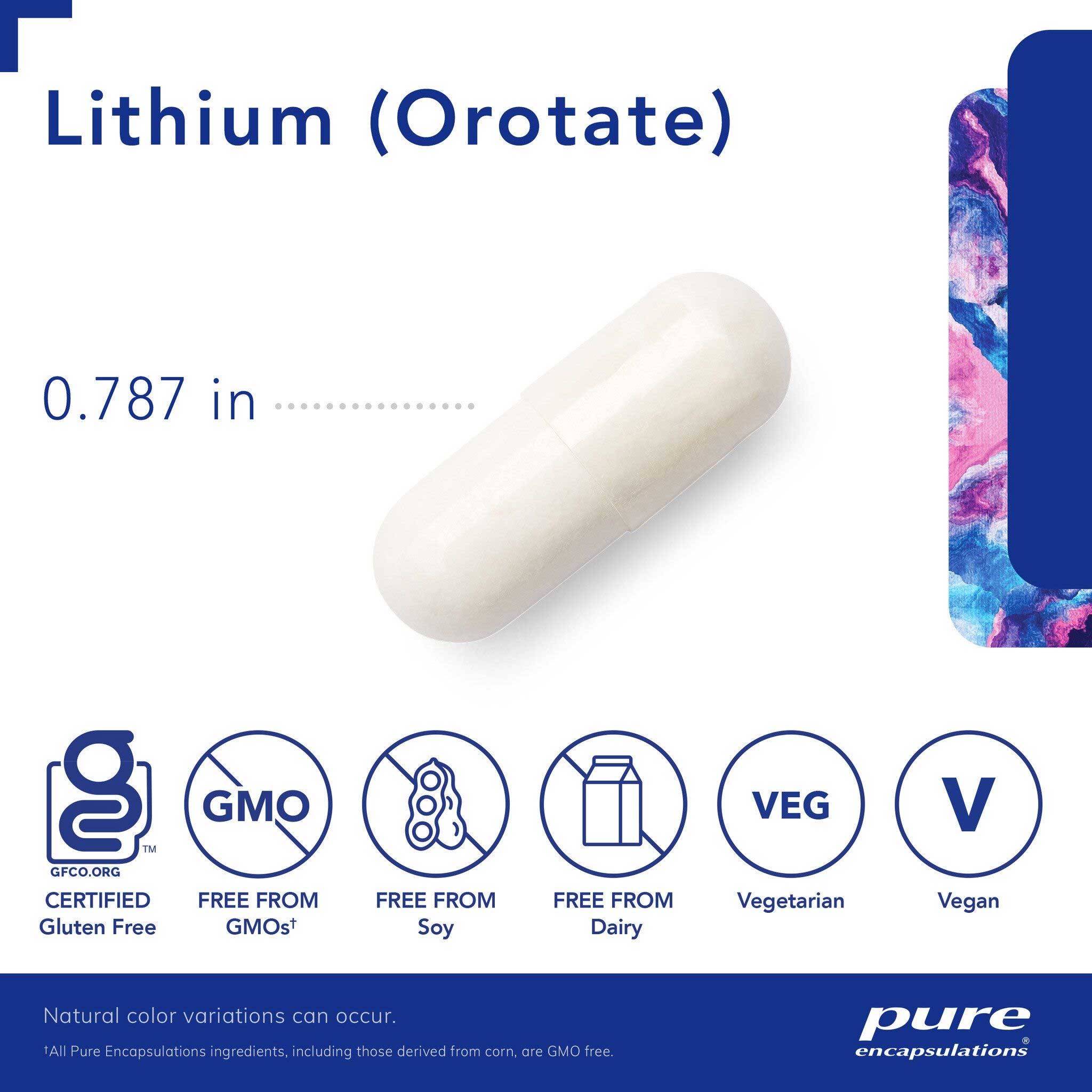 Pure Encapsulations Lithium (Orotate) 5 mg Capsules