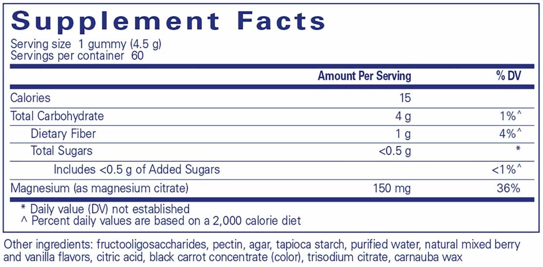 Pure Encapsulations Magnesium Gummy Ingredients