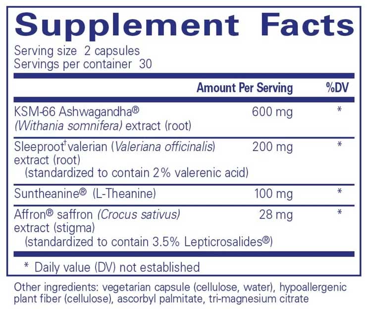 Pure Encapsulations Pure Sleep Ingredients