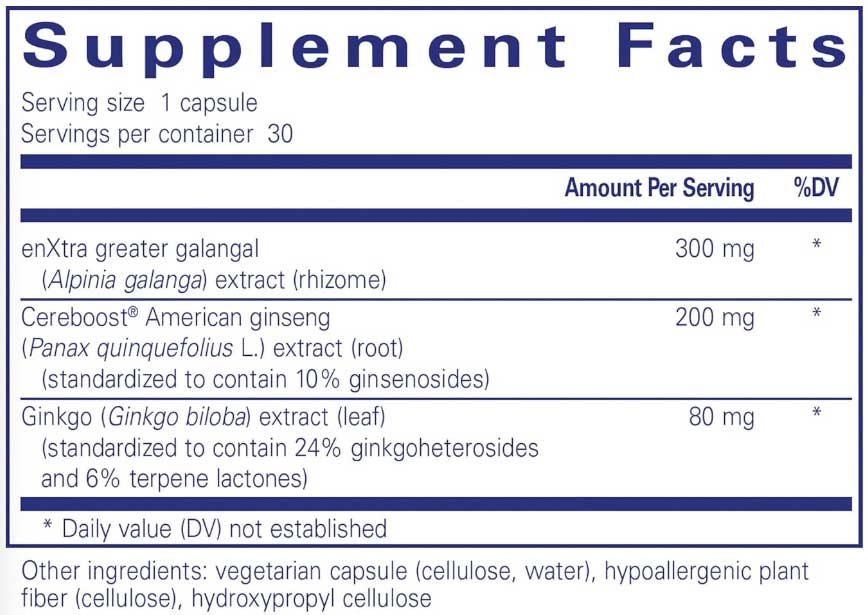 Pure Encapsulations Rapid Mental Energy Ingredients
