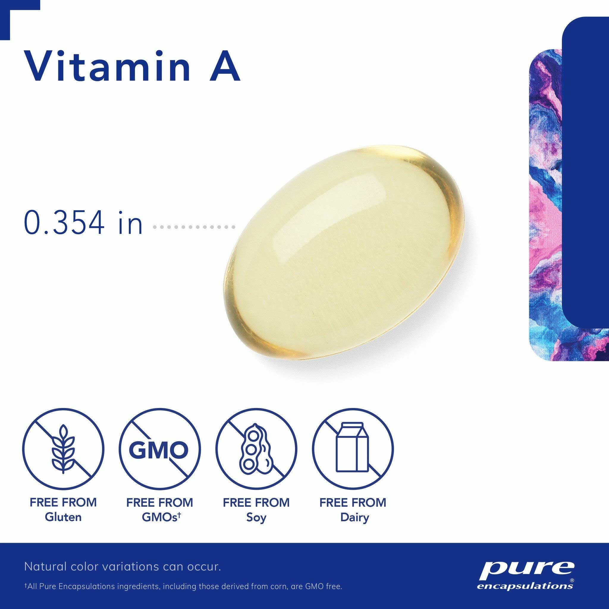 Pure Encapsulations Vitamin A 3,000 mcg (10,000 IU) Softgel Capsules