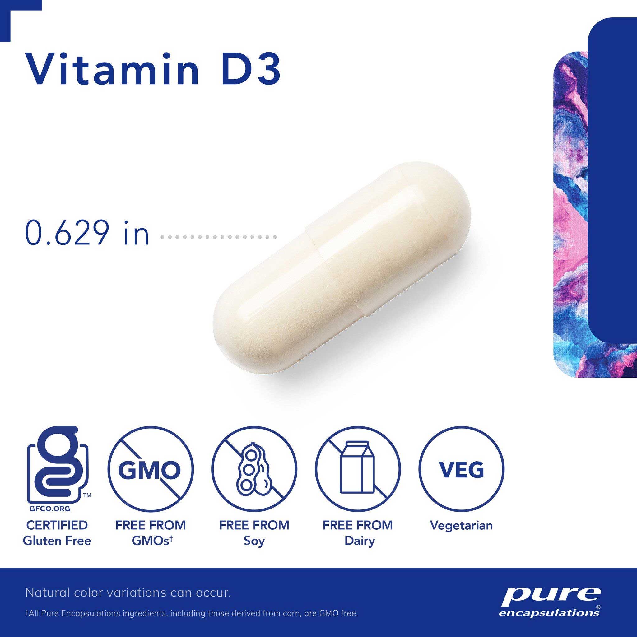 Pure Encapsulations Vitamin D3 250 mcg (10,000 IU) Capsules