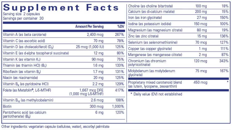 Pure Encapsulations Women's Nutrients Ingredients