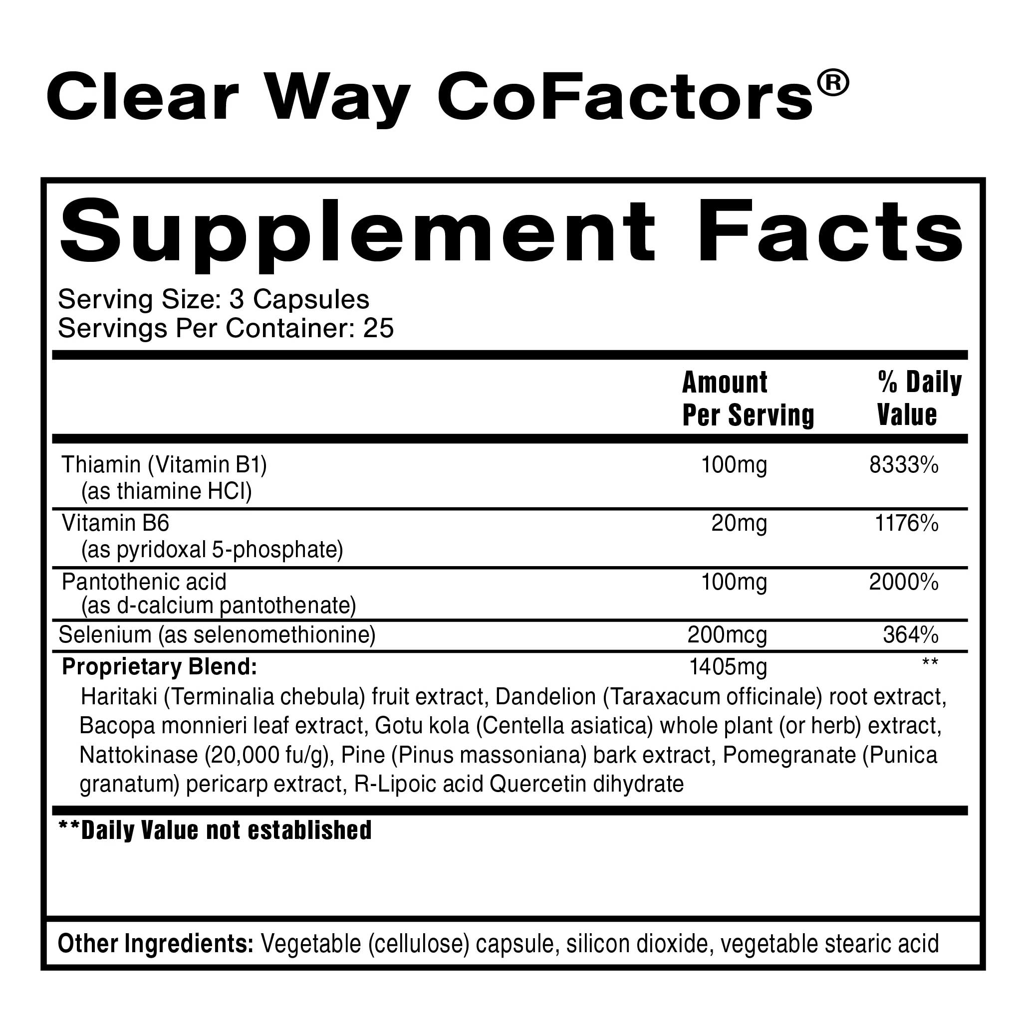 Quicksilver Scientific Clear Way Cofactors Ingredients