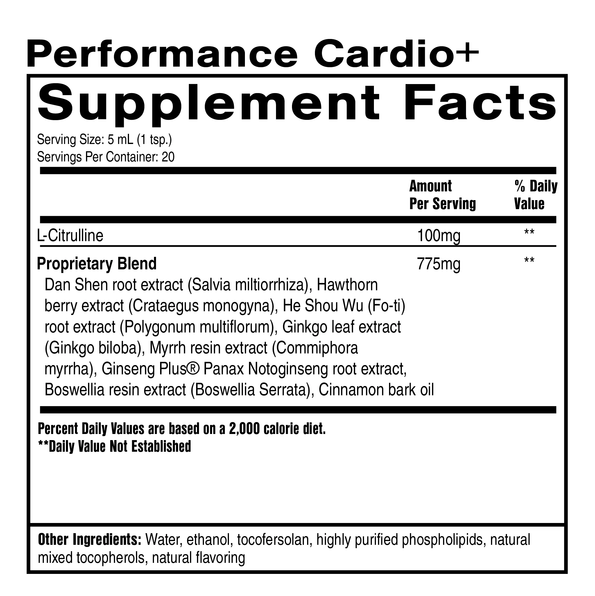 Quicksilver Scientific Dr. Shade's Performance Cardio+ Ingredients