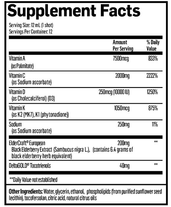 Quicksilver Scientific Immune Charge+ Shots Ingredients
