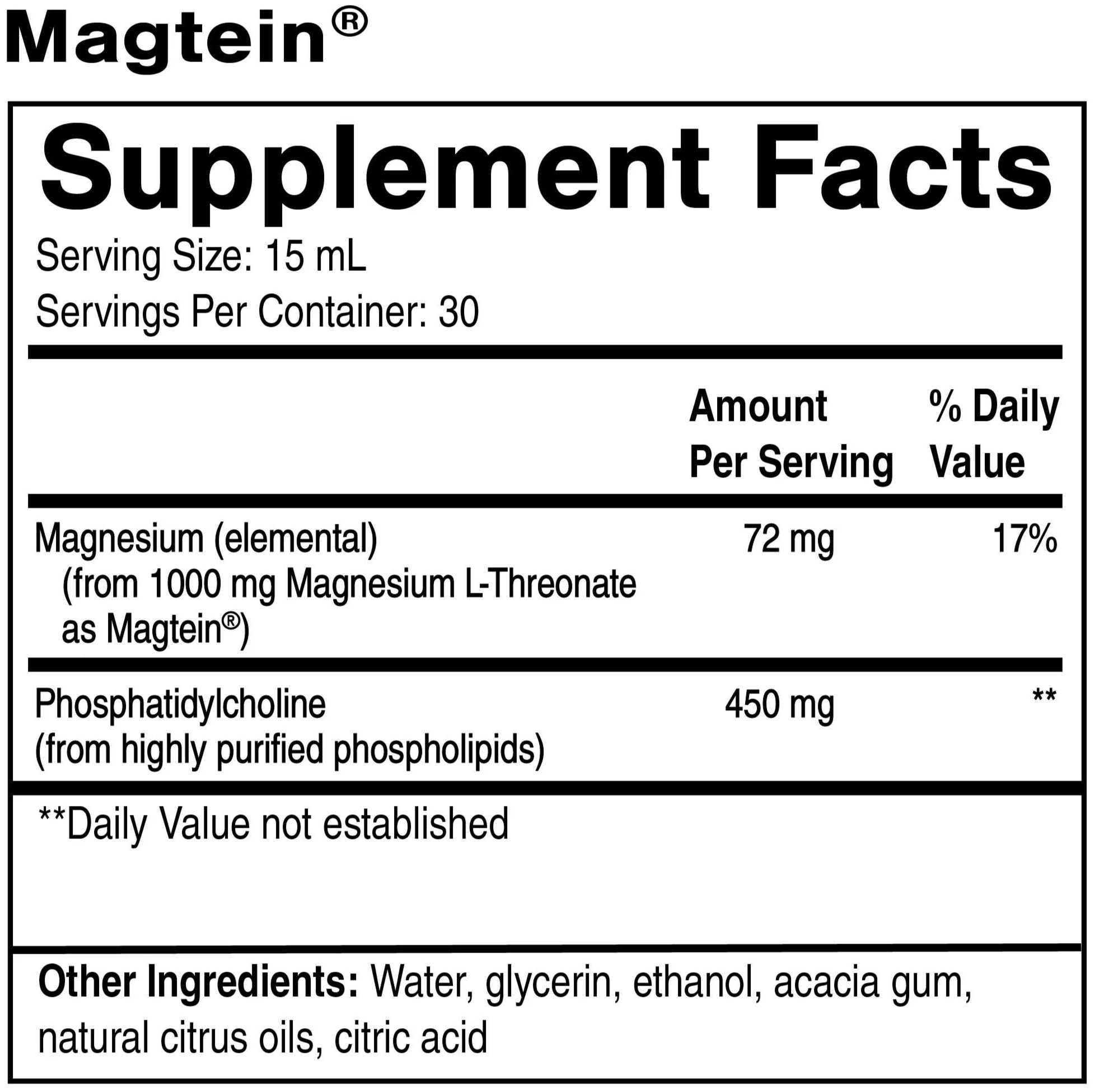 Quicksilver Scientific Liposomal Magtein Ingredients