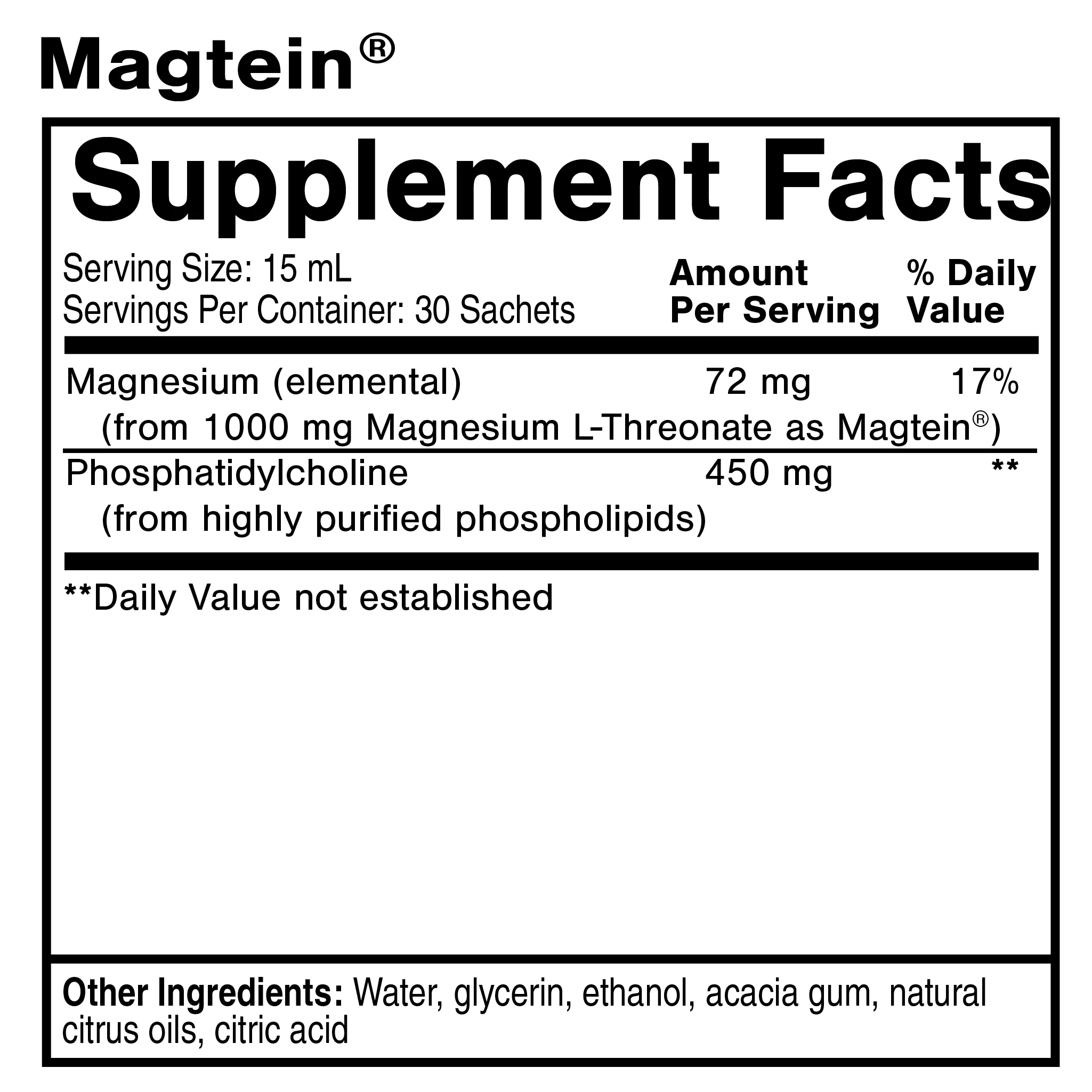 Quicksilver Scientific Liposomal Magtein Sachets Ingredients