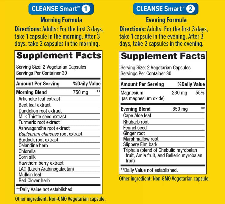 Renew Life Advanced Cleanse Smart Total Body Cleanse 30-Day Program (Formerly 14-Day Cleanse Smart) Ingredients