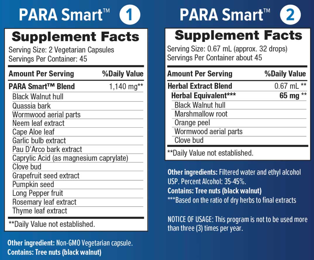 Renew Life PARA Smart Cleansing Formula 15-Day Program Ingredients