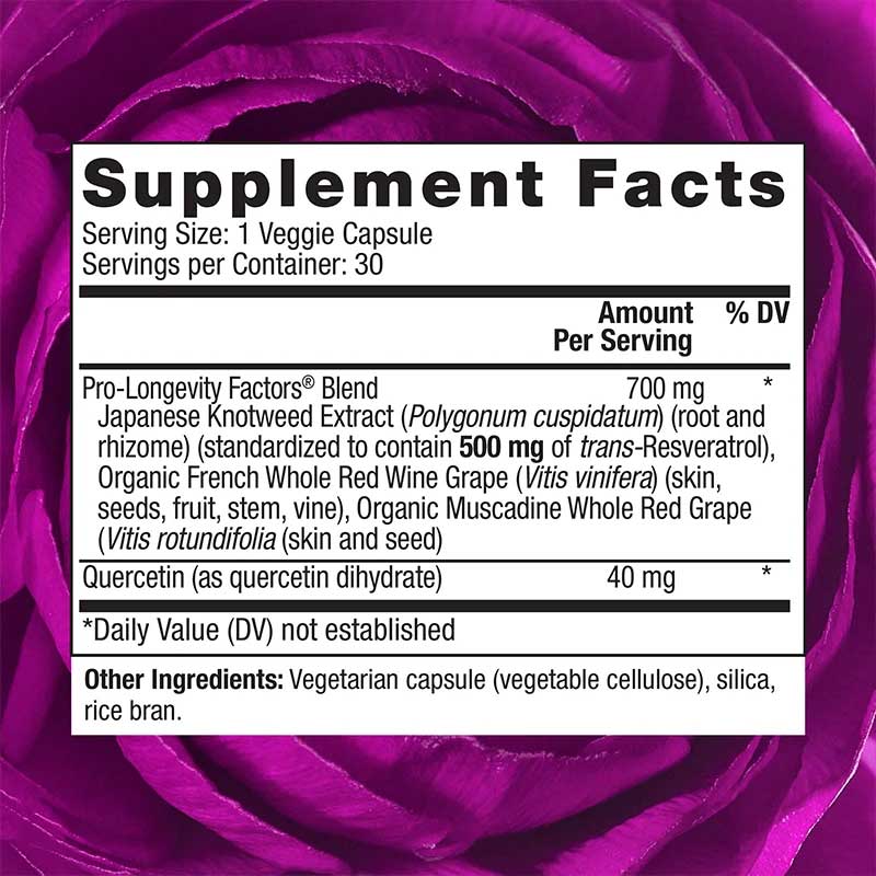 Reserveage Nutrition Resveratrol 500 mg Ingredients