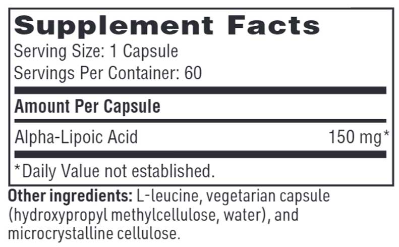 SFI HEALTH (Klaire Labs) Alpha-Lipoic Acid 150 mg Ingredients