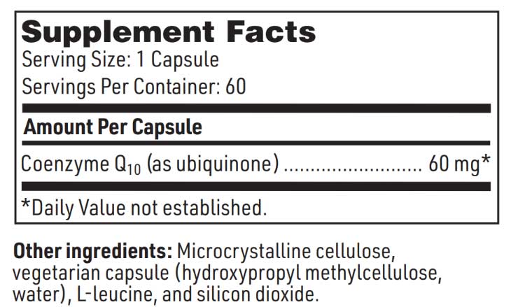 SFI HEALTH (Klaire Labs) Coenzyme Q10 60 mg Ingredients