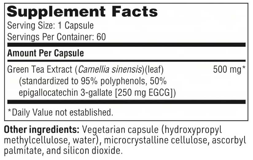 SFI HEALTH (Klaire Labs) Green Tea Extract Ingredients