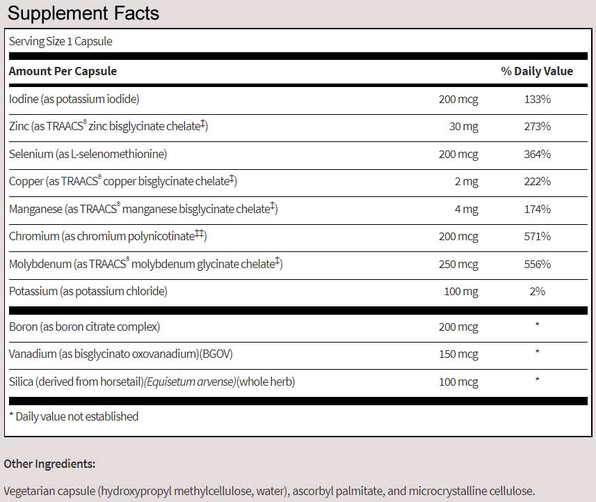 SFI HEALTH (Klaire Labs) LDA Trace Mineral Complex Ingredients