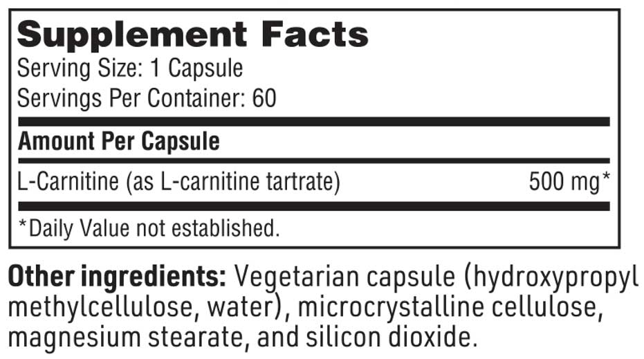 SFI HEALTH (Klaire Labs) L-Carnitine Tartrate Ingredients