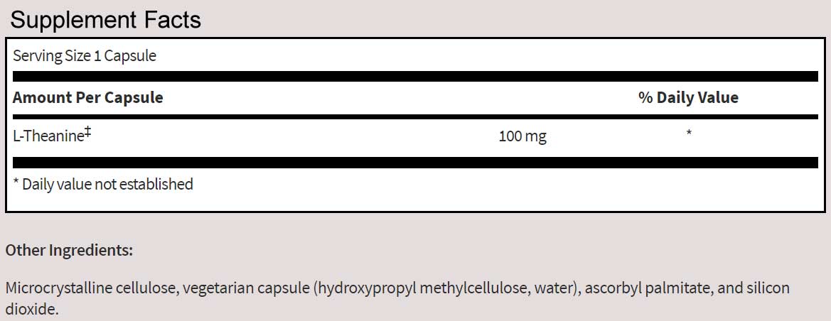 SFI HEALTH (Klaire Labs) L-Theanine Ingredients