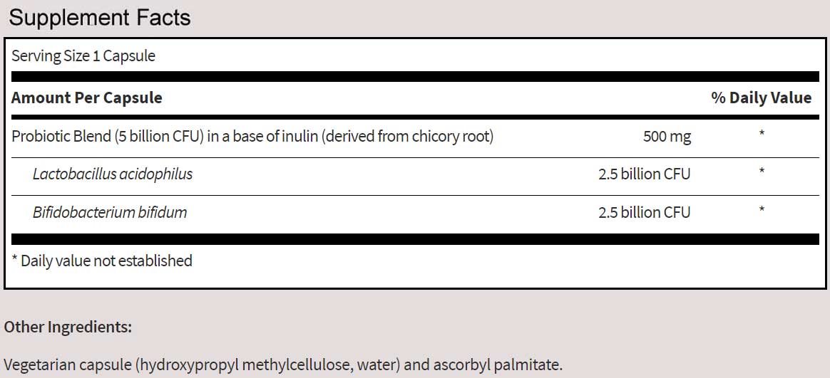 SFI HEALTH (Klaire Labs) Pro-Biotic Complex Ingredients