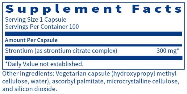 SFI HEALTH (Klaire Labs) Strontium 300 mg Ingredients