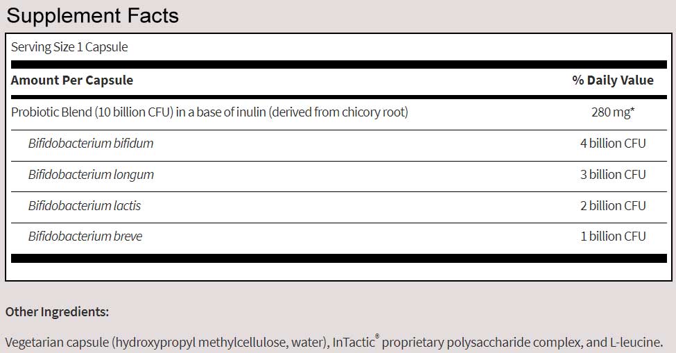 SFI HEALTH (Klaire Labs) Ther-Biotic® Bifido (Factor 4) Ingredients