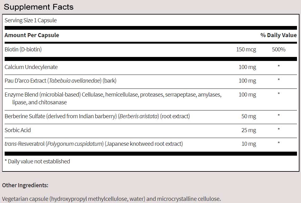 SFI HEALTH (Klaire Labs) Ther-Biotic Candida Complex Ingredients
