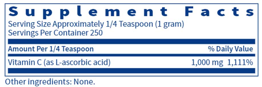 SFI HEALTH (Klaire Labs) Vitamin C Powder Ingredients