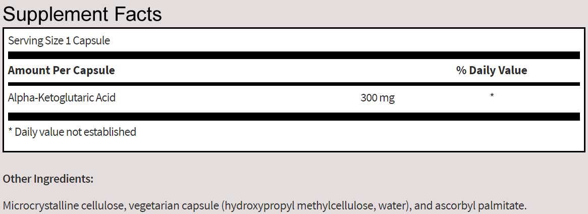 SFI HEALTH (Klaire Labs) lpha-Ketoglutaric Acid Ingredients