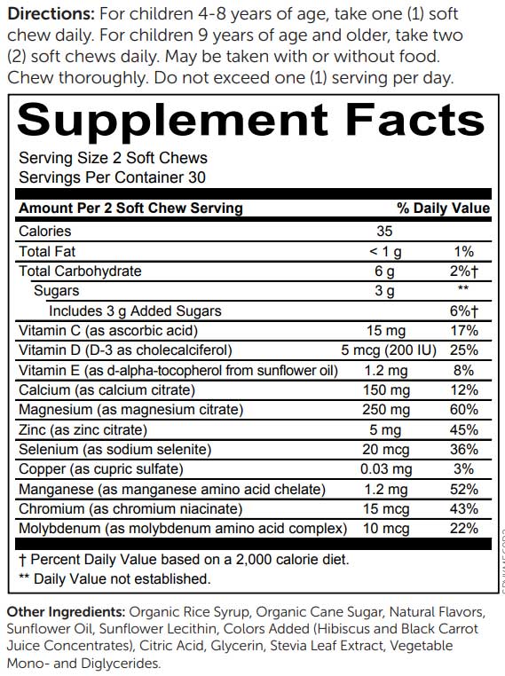 SmartyPants Kids Mineral Formula Ingredients