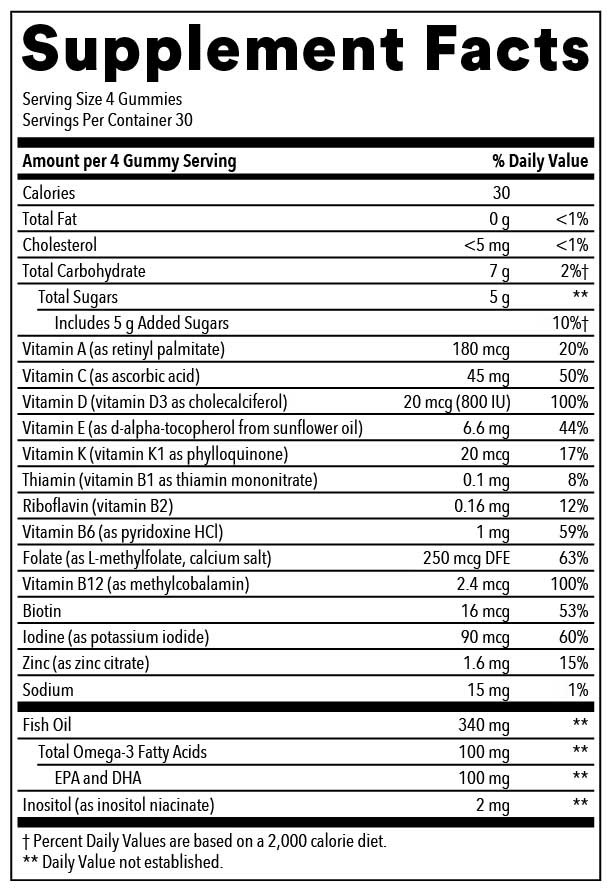 SmartyPants Kids Multi & Omegas (Formerly Kids Formula) Ingredients
