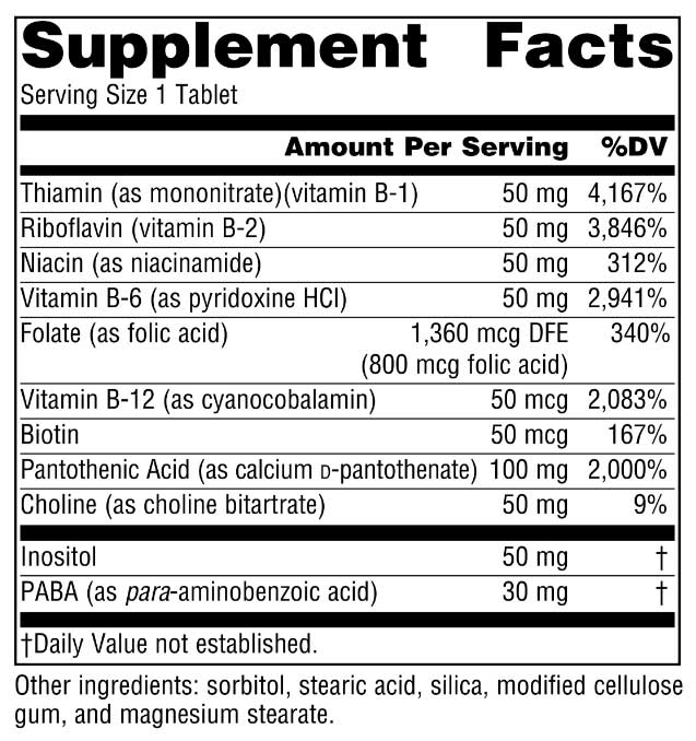 Source Naturals B-50 Complex 50 mg Ingredients