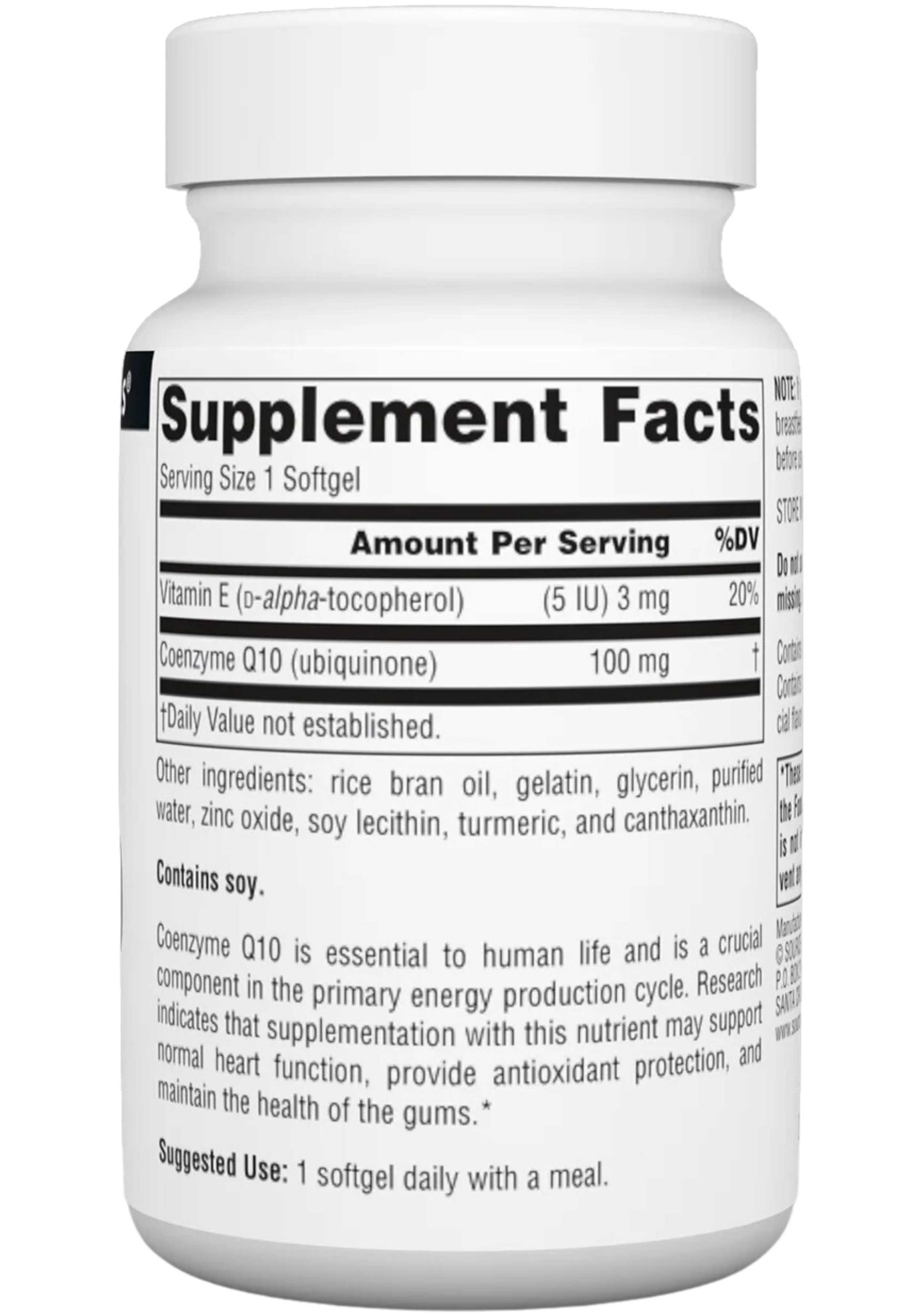 Source Naturals CO-Q10 100 mg Ingredients