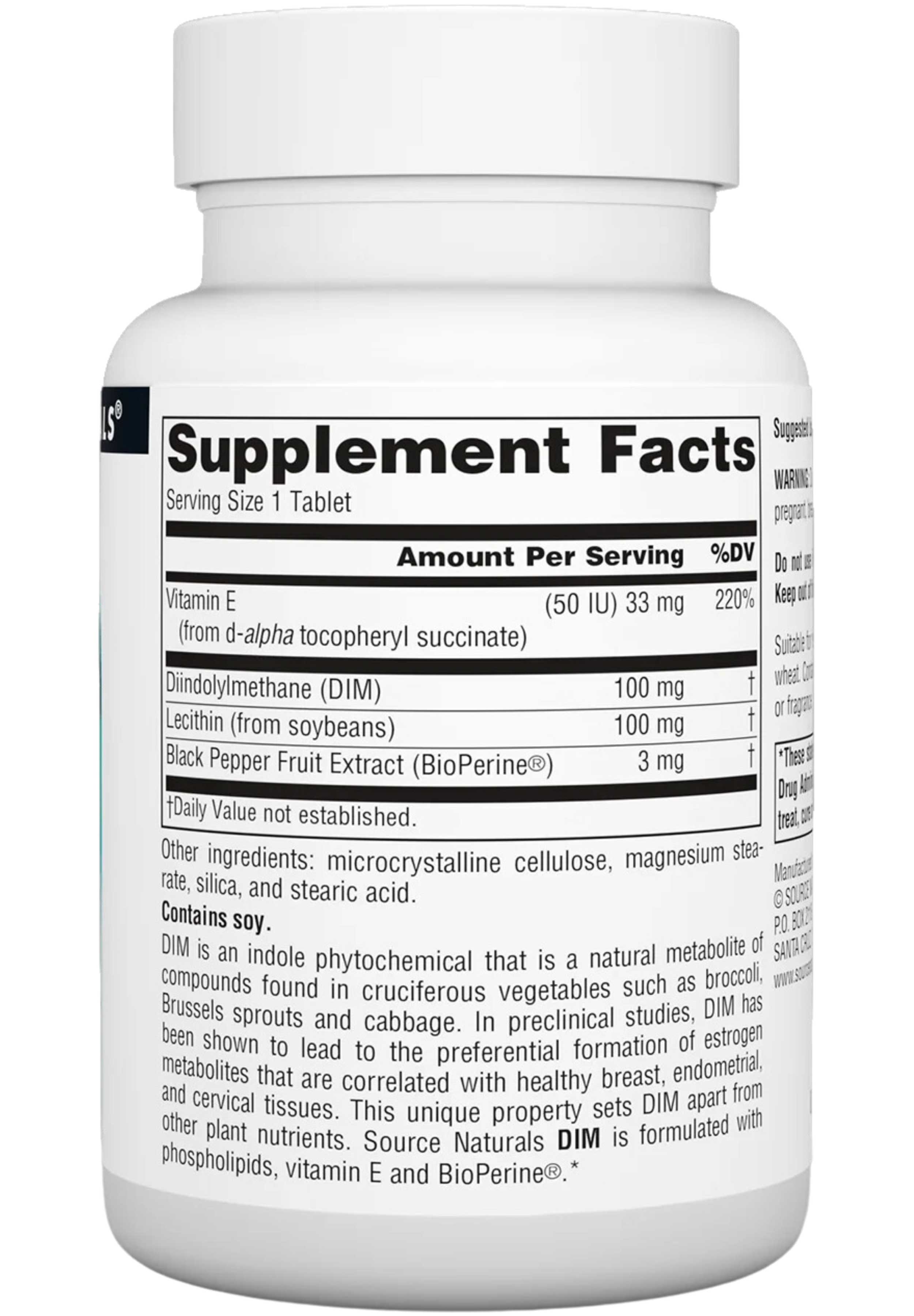 Source Naturals DIM 100 mg Ingredients