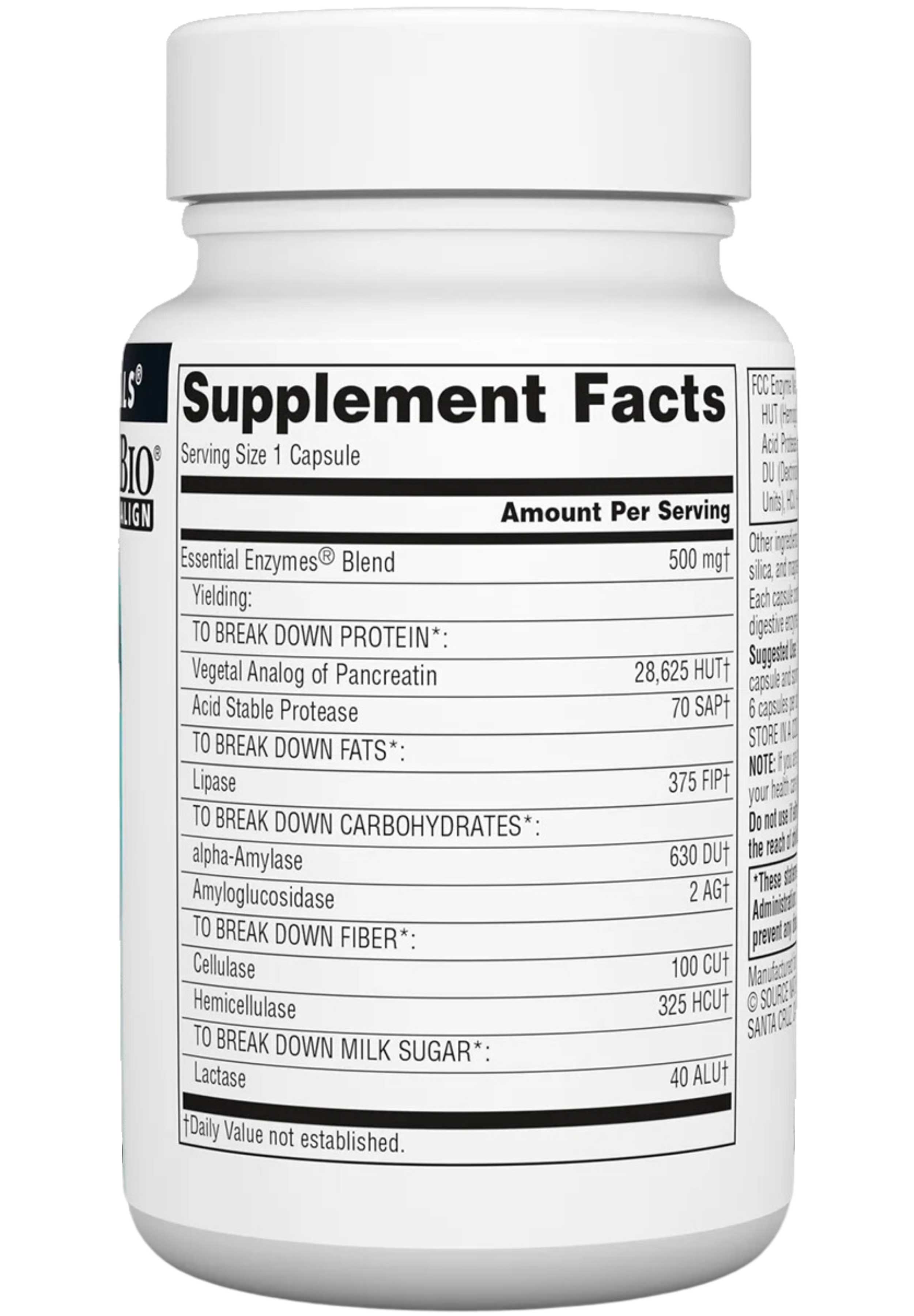 Source Naturals Essential Enzymes Ingredients