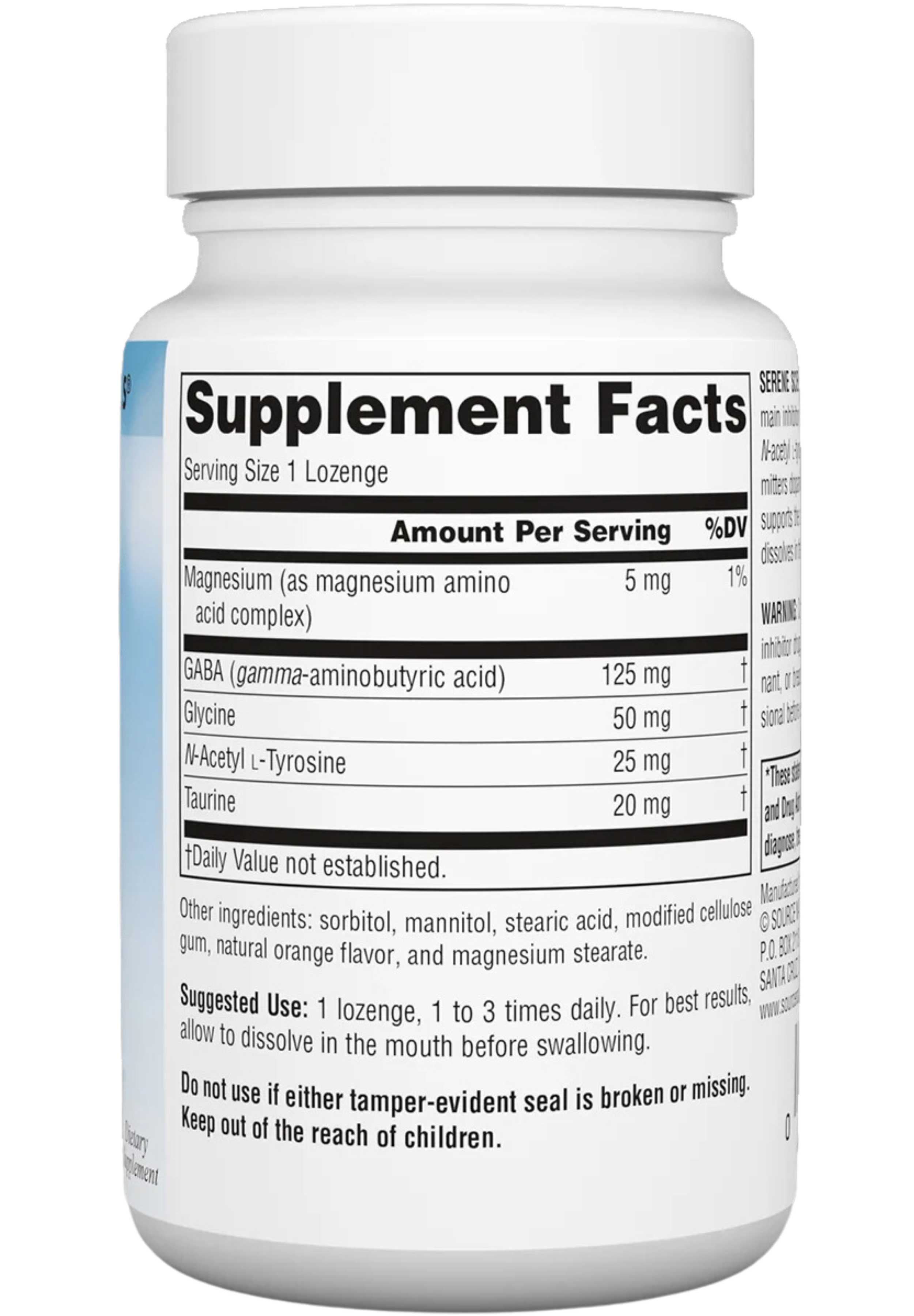 Source Naturals GABA Calm Orange Ingredients