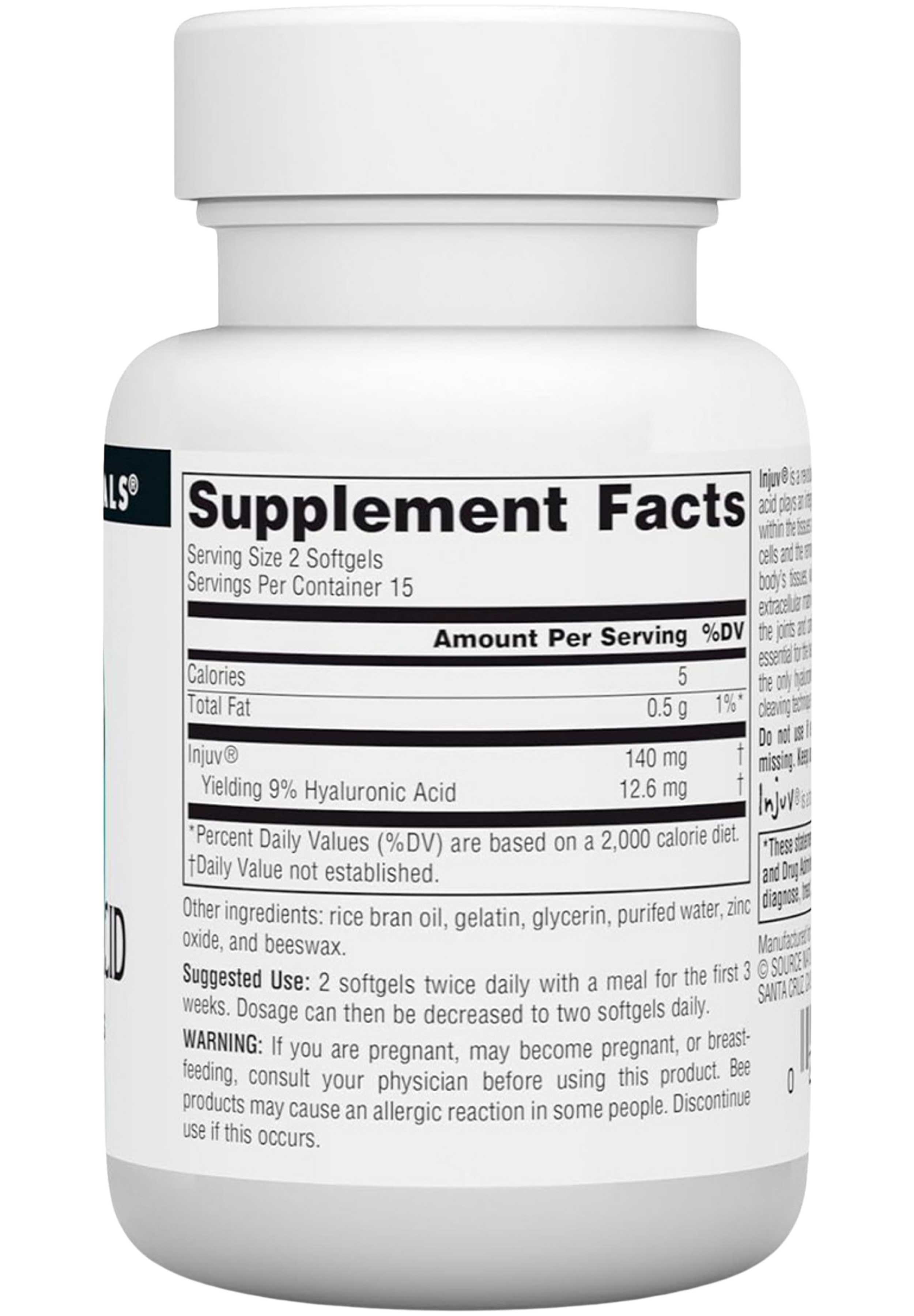 Source Naturals Injuv® Hyaluronic Acid 70 mg Ingredients