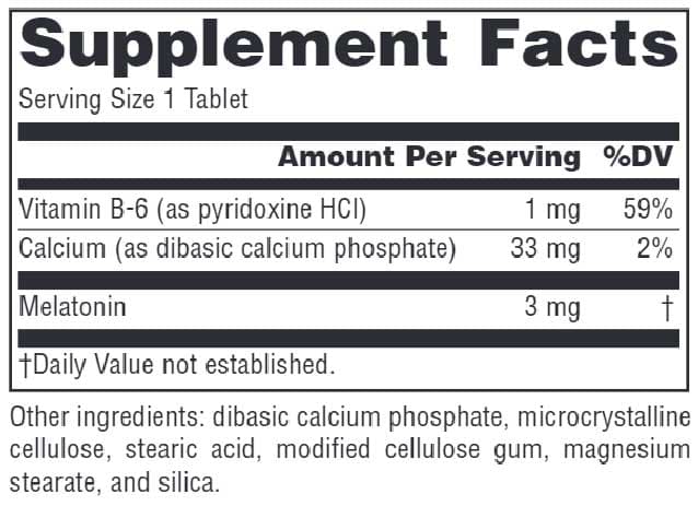 Source Naturals Melatonin 3 mg Ingredients