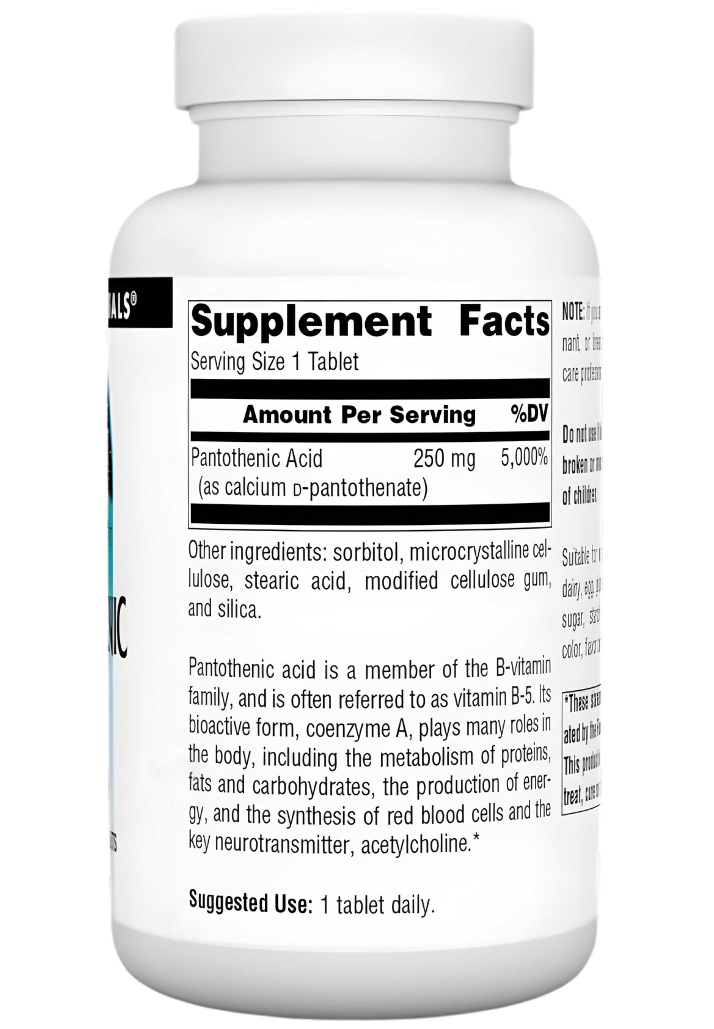 Source Naturals Pantothenic Acid 250 mg Ingredients