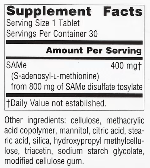 Source Naturals SAMe 400 mg Ingredients