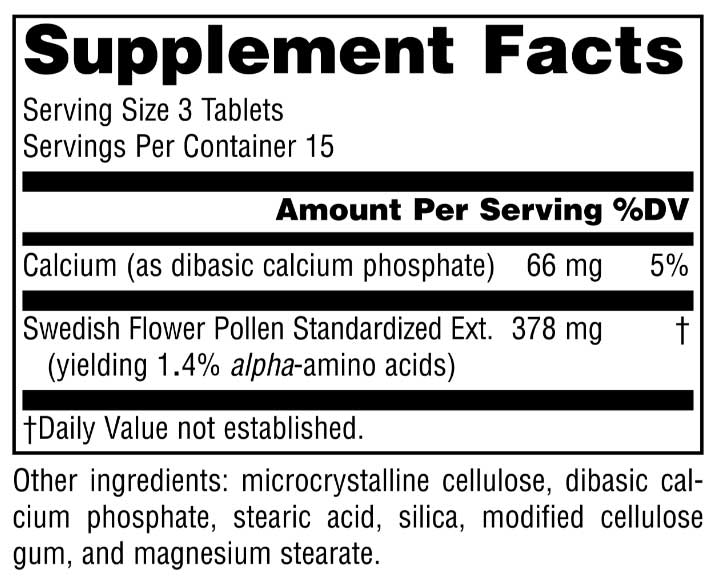 Source Naturals Swedish Flower Pollen Extract Ingredients