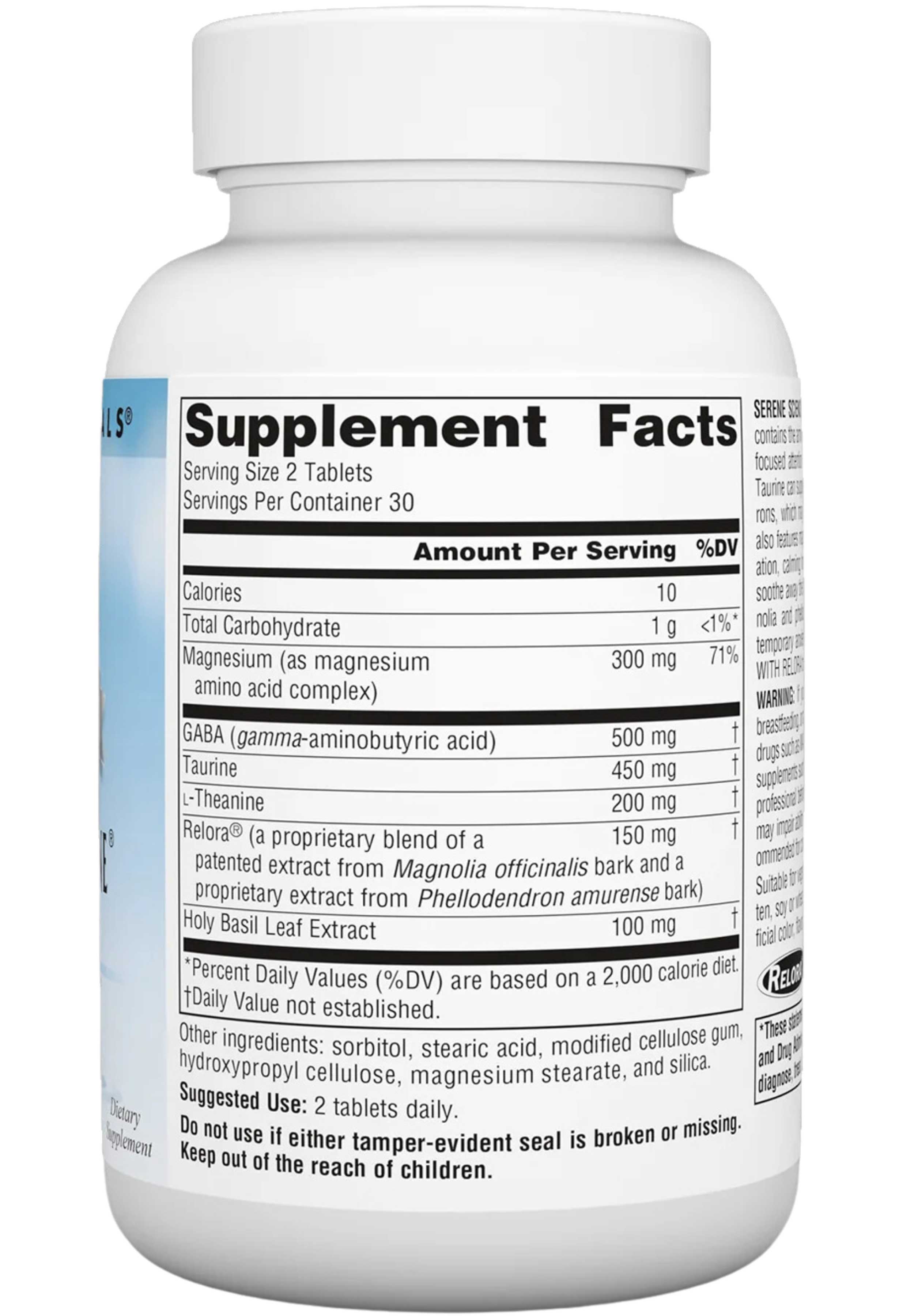 Source Naturals Theanine Serene with Relora Ingredients