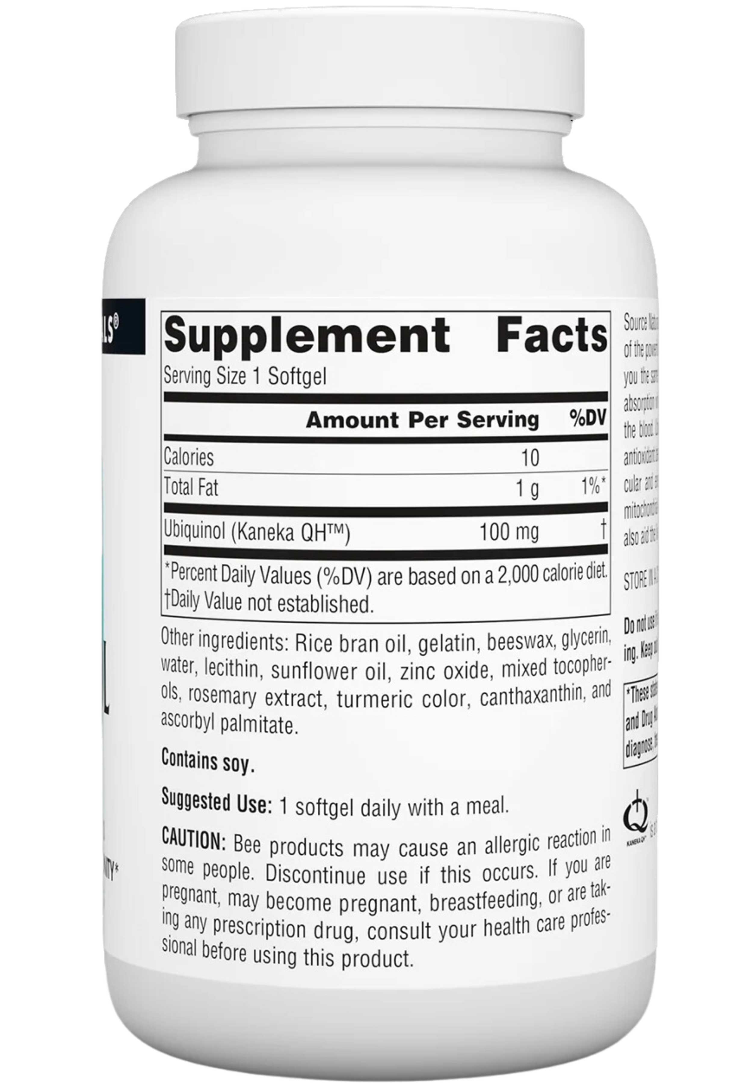 Source Naturals Ubiquinol CoQH 100 mg Ingredients