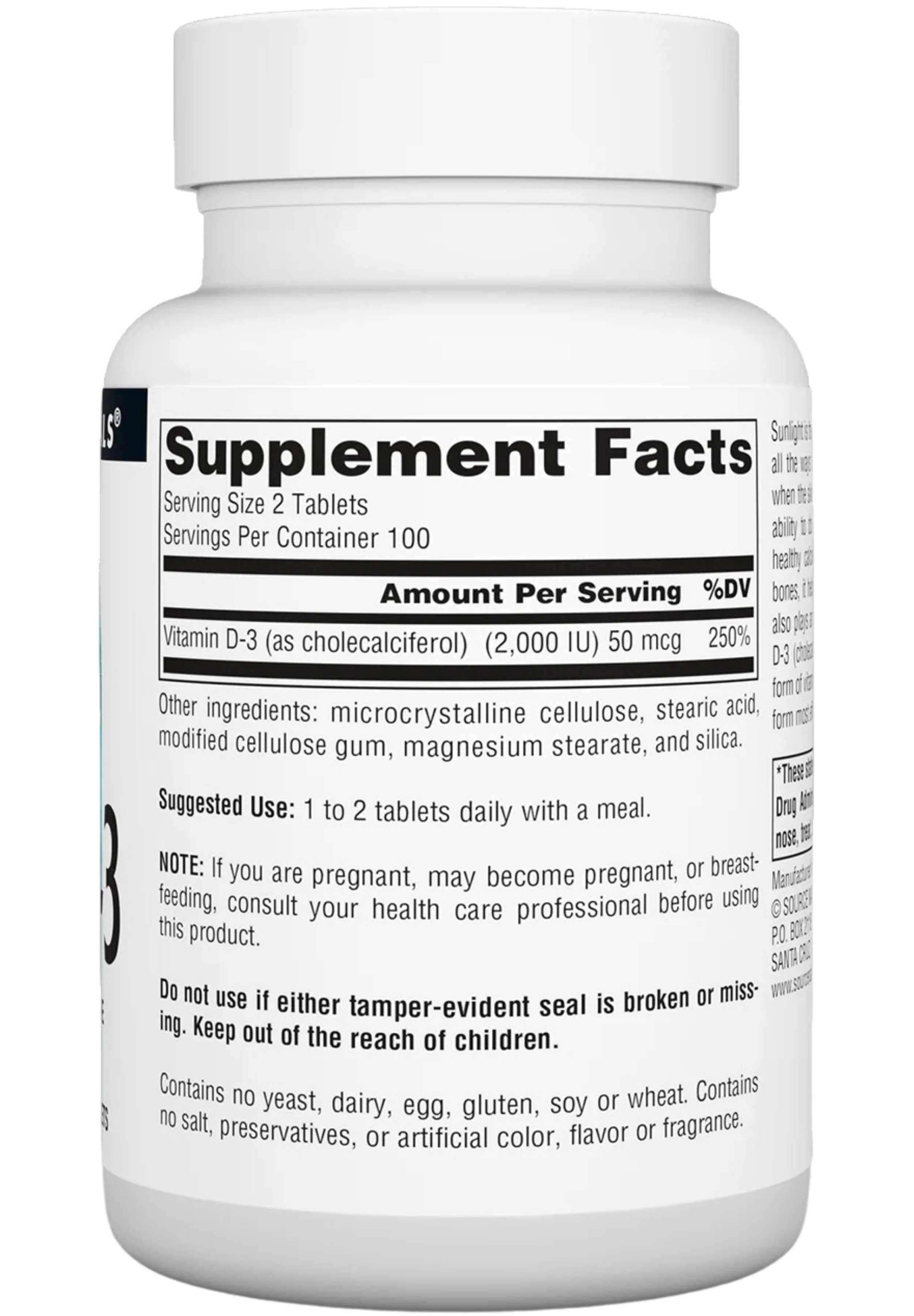 Source Naturals Vitamin D-3 1000 IU Ingredients