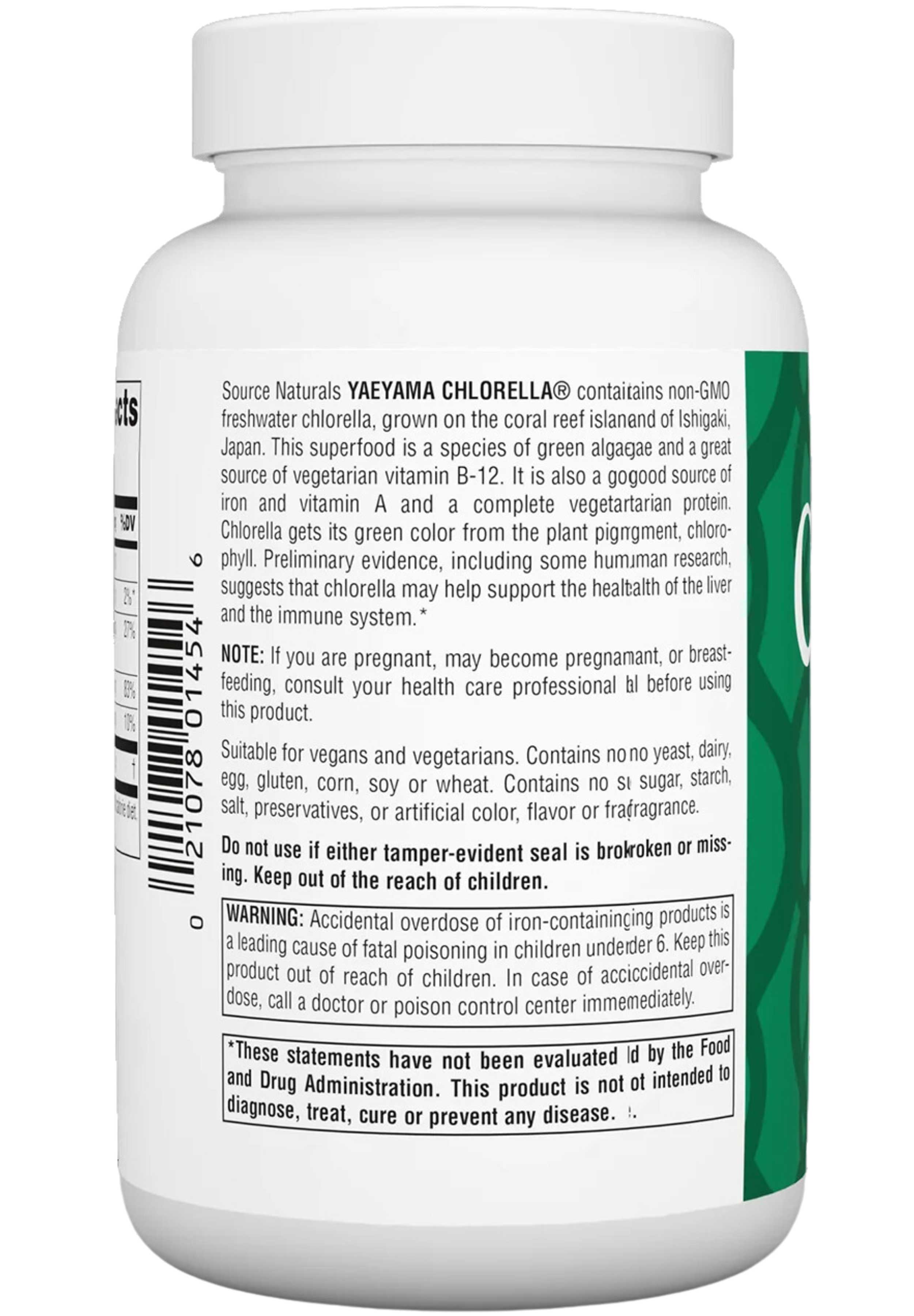Source Naturals Yaeyama Chlorella Ingredients